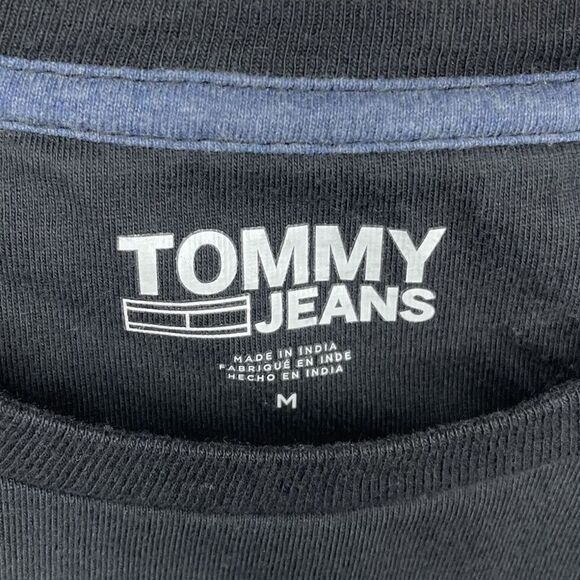 TOMMY HILFIGER Shirt Mens Medium M Black Graphic Logo Spellout Short Sleeve - Picture 5 of 8